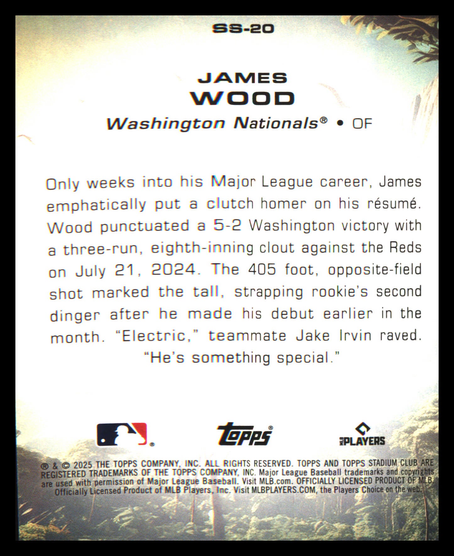 2025 Stadium Club Savage Sluggers #SS-20 James Wood