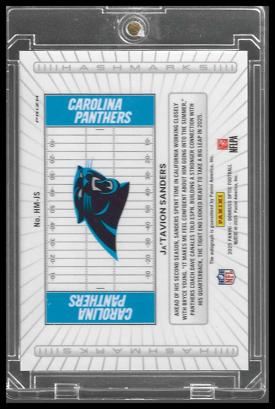 2025 Optic Hash Marks HM-JS Ja'Tavion Sanders Auto Panthers/ CASE HIT SSP
