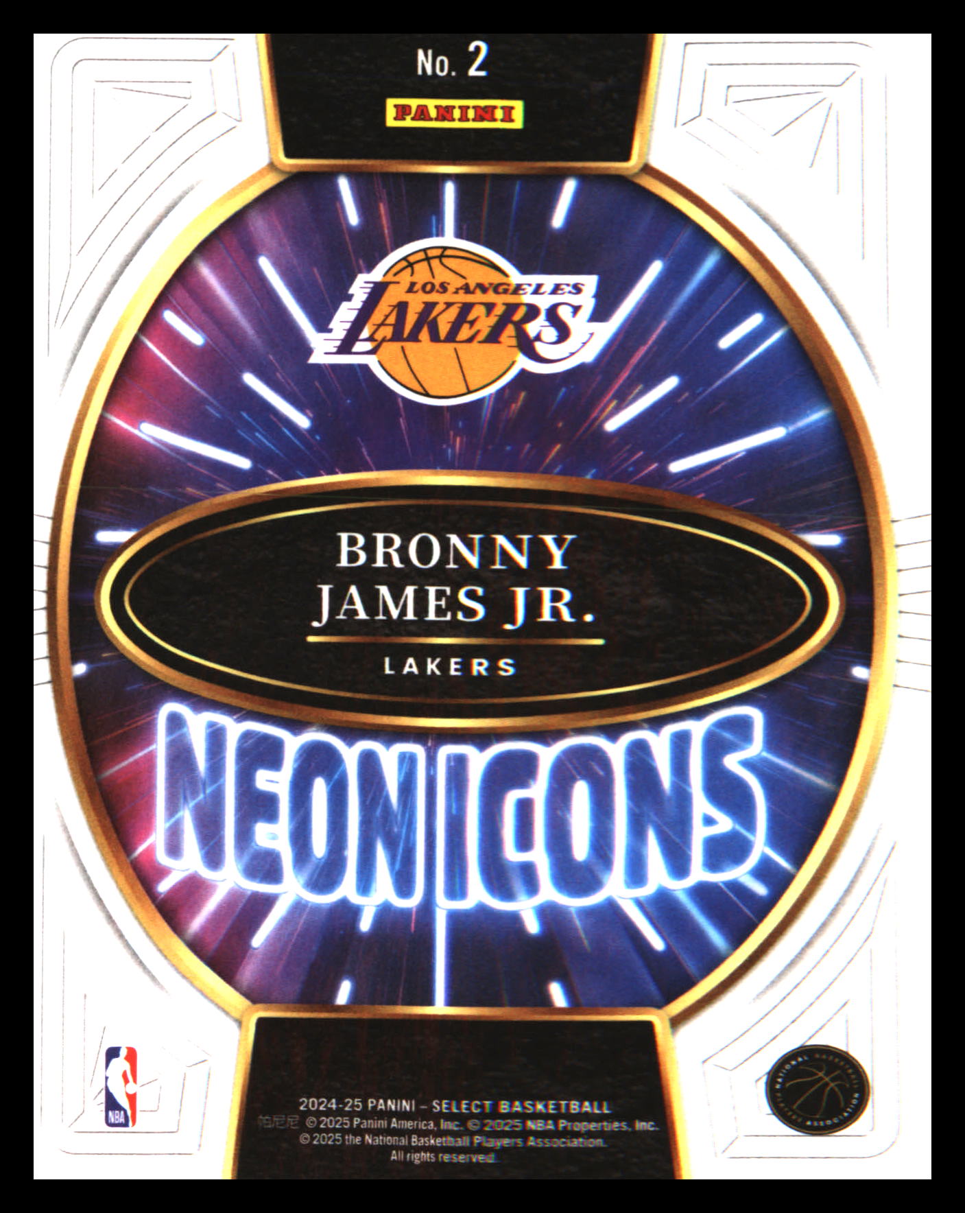 2024-25 Panini Select Neon Icons #2 Bronny James Jr.