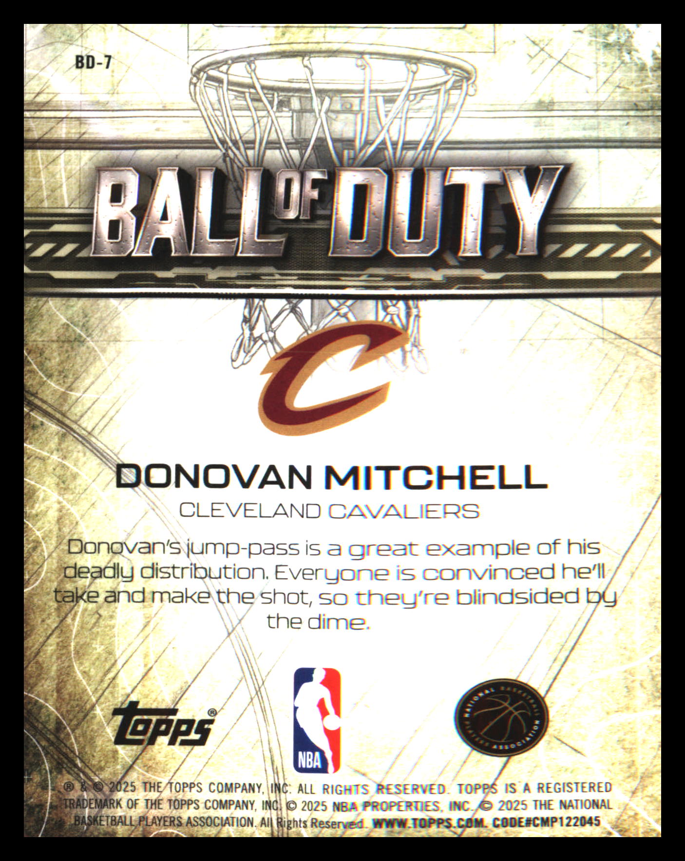 2025-26 Topps Chrome Ball of Duty #BD-7 Donovan Mitchell