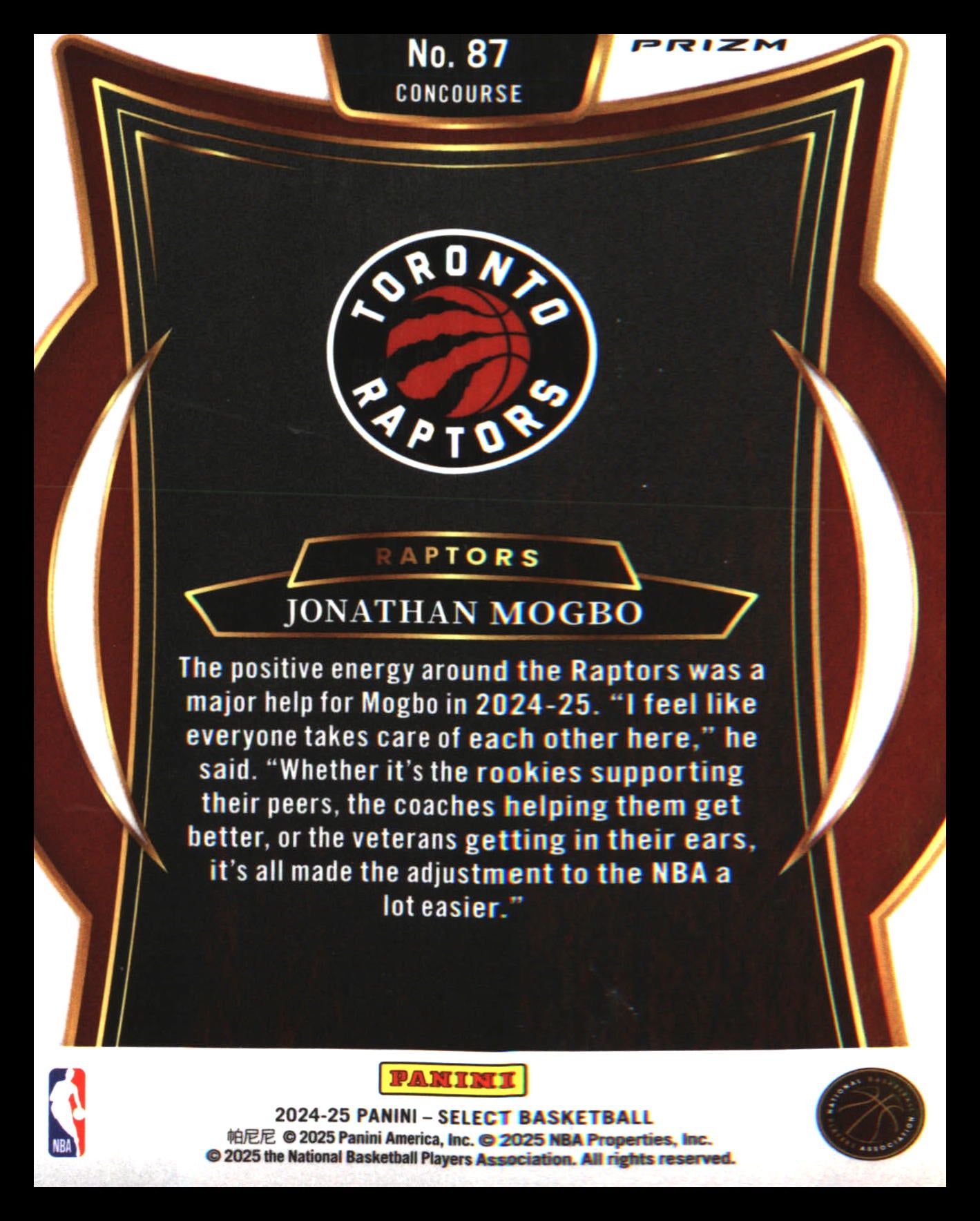2024-25 Panini Select Orange Flash Prizm #87 Jonathan Mogbo Rookie Rookie
