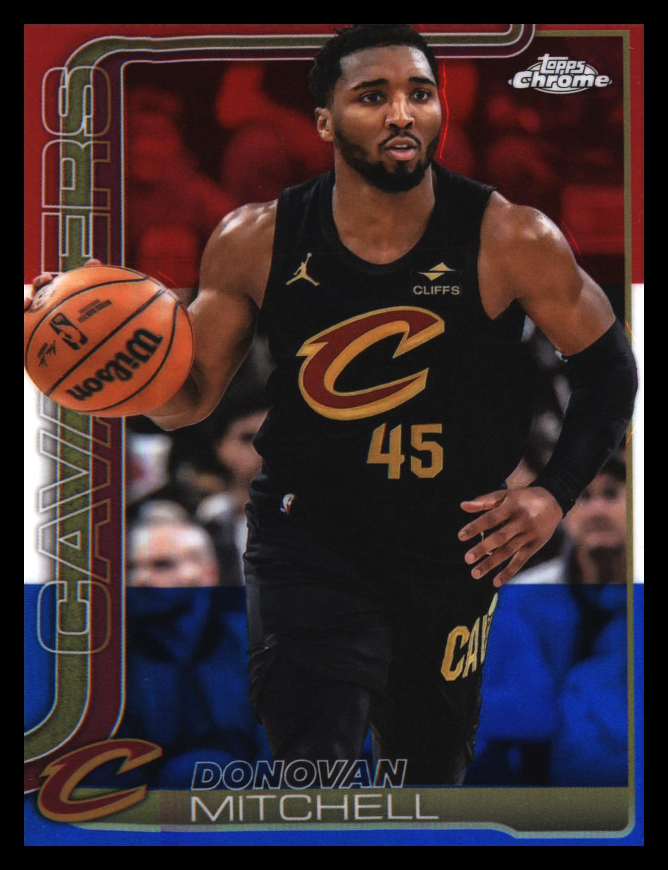 2025-26 Topps Chrome Red White and Blue Refractor #69 Donovan Mitchell