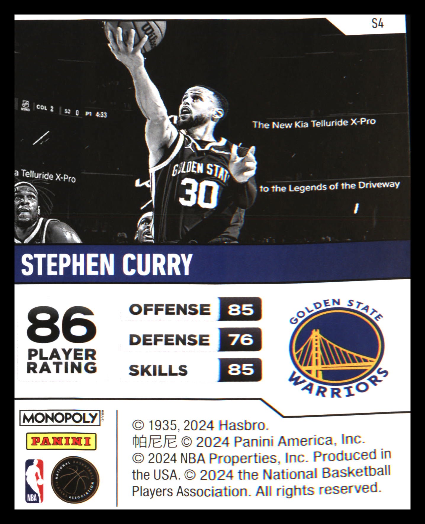 2023-24 Panini Prizm Monopoly Starter Deck #S4 Stephen Curry