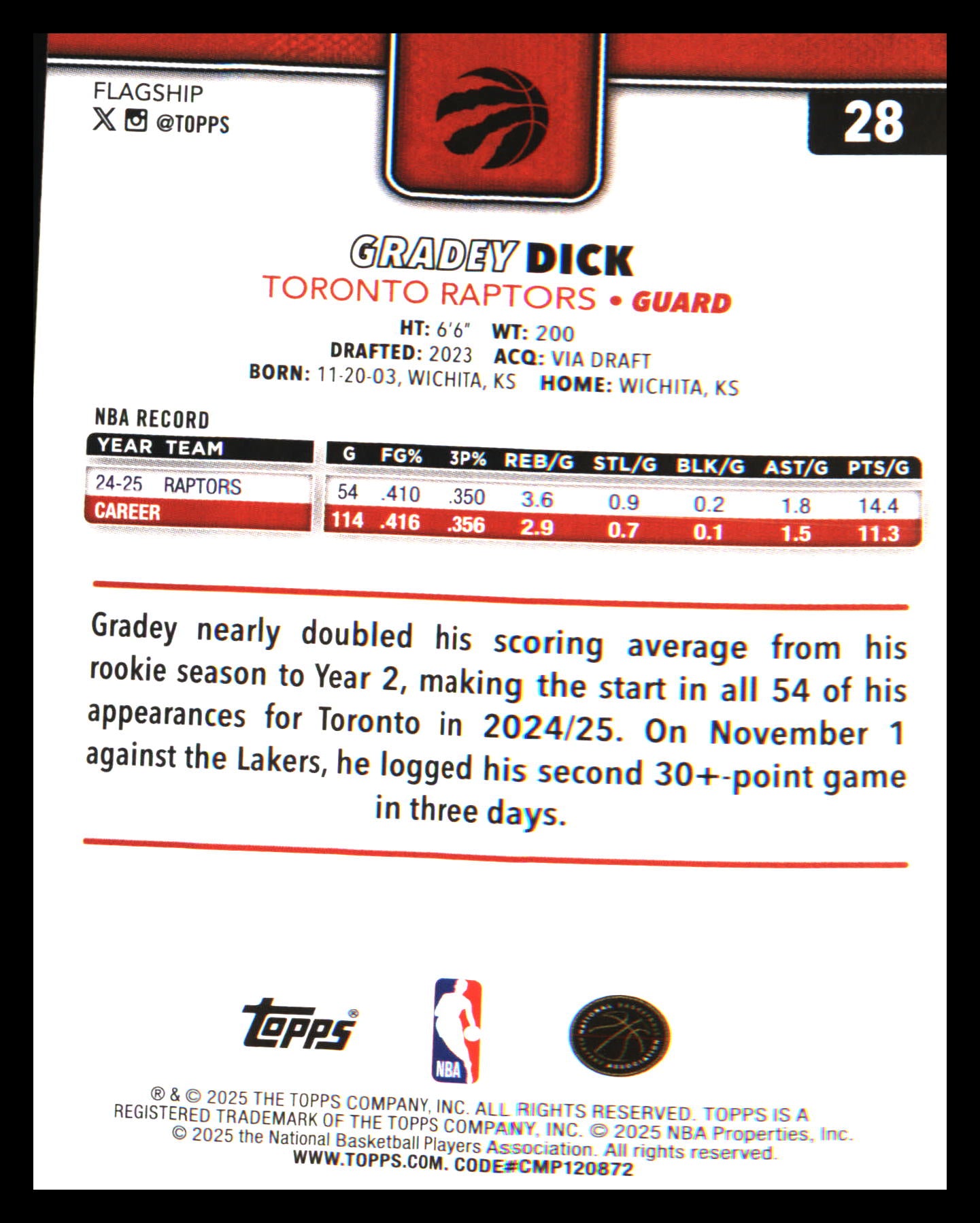 2025-26 Topps Foil Pattern #28 Gradey Dick