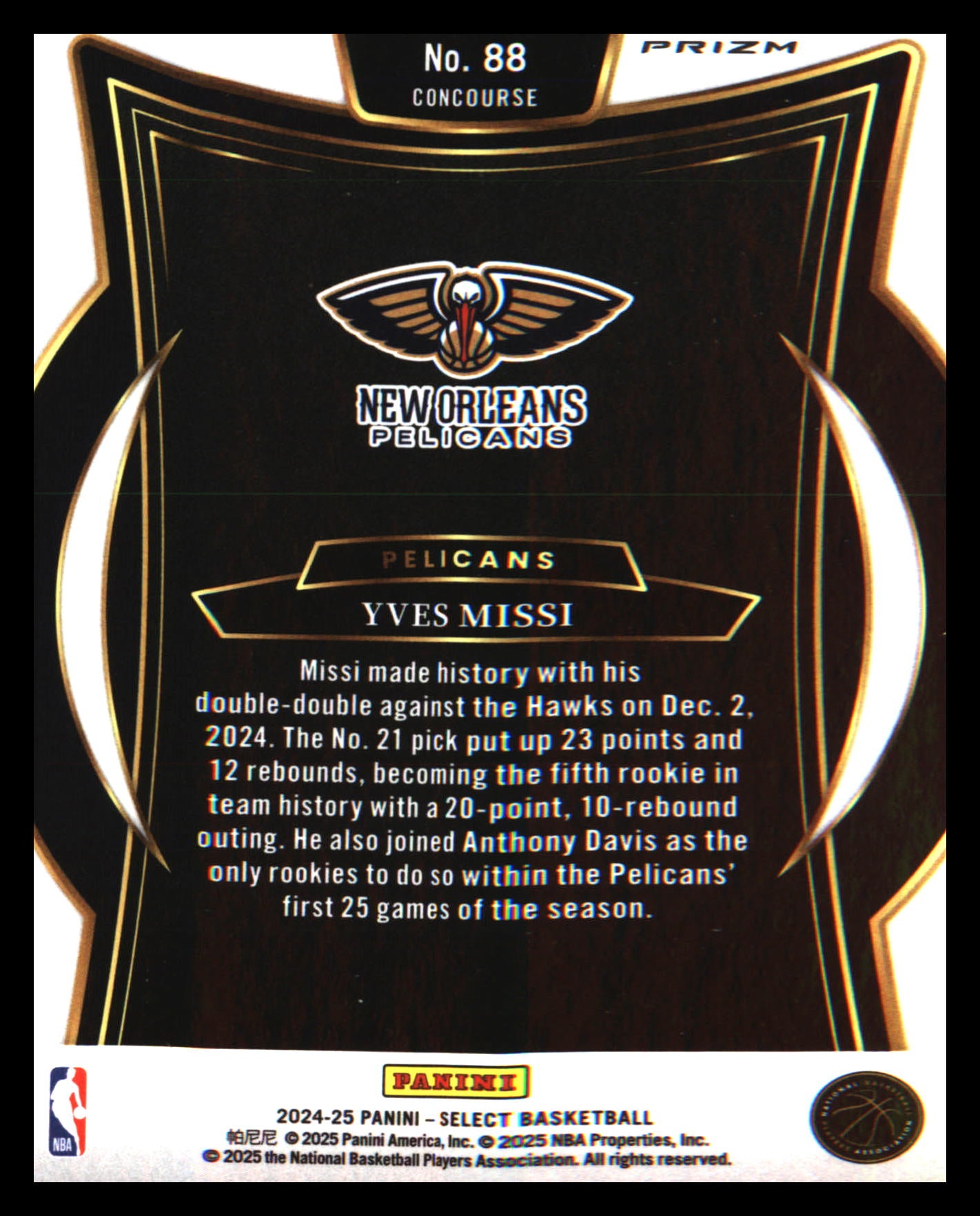 2024-25 Panini Select Blue Cracked Ice Prizm #88 Yves Missi Rookie Rookie
