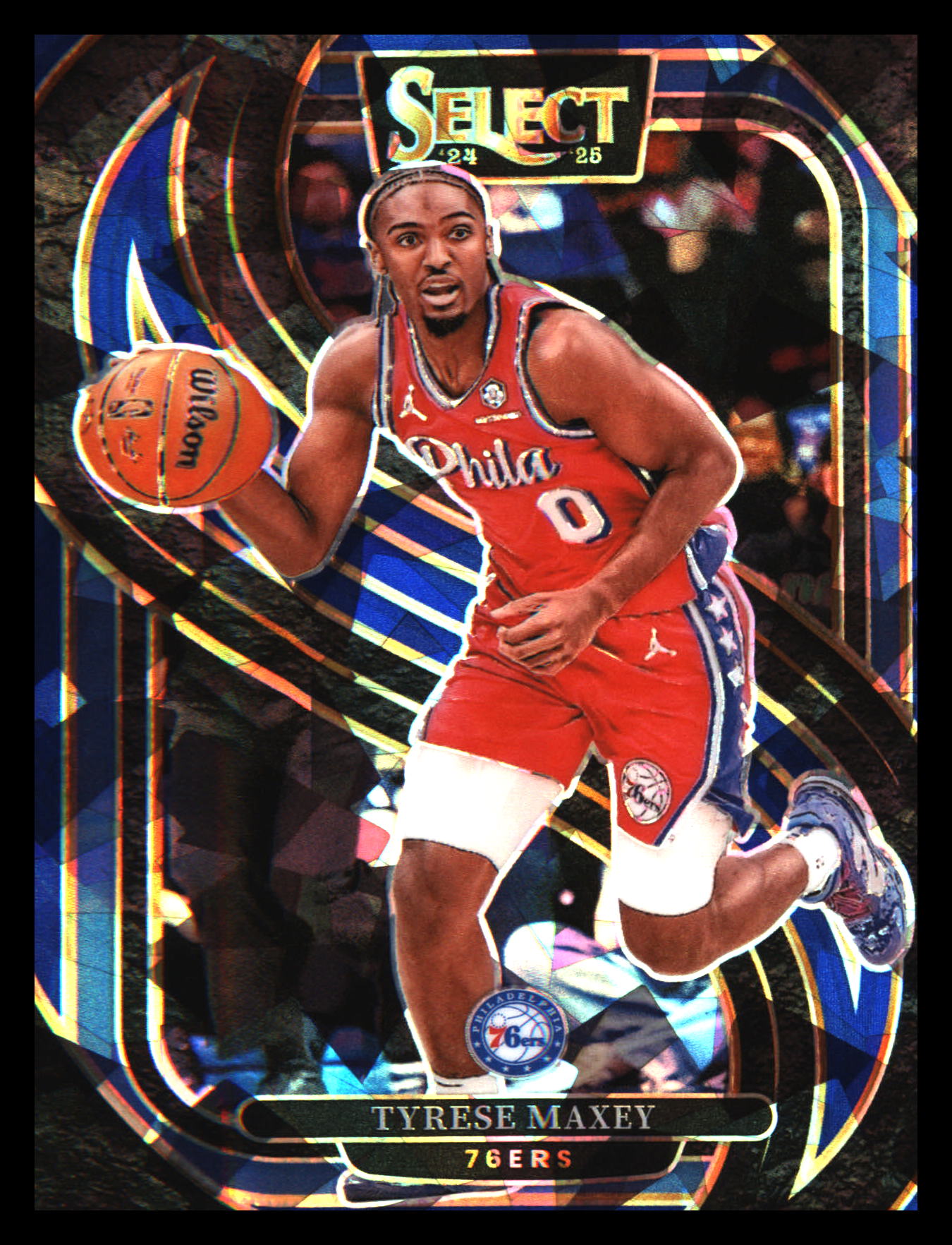 2024-25 Panini Select Blue Cracked Ice Prizm #156 Tyrese Maxey