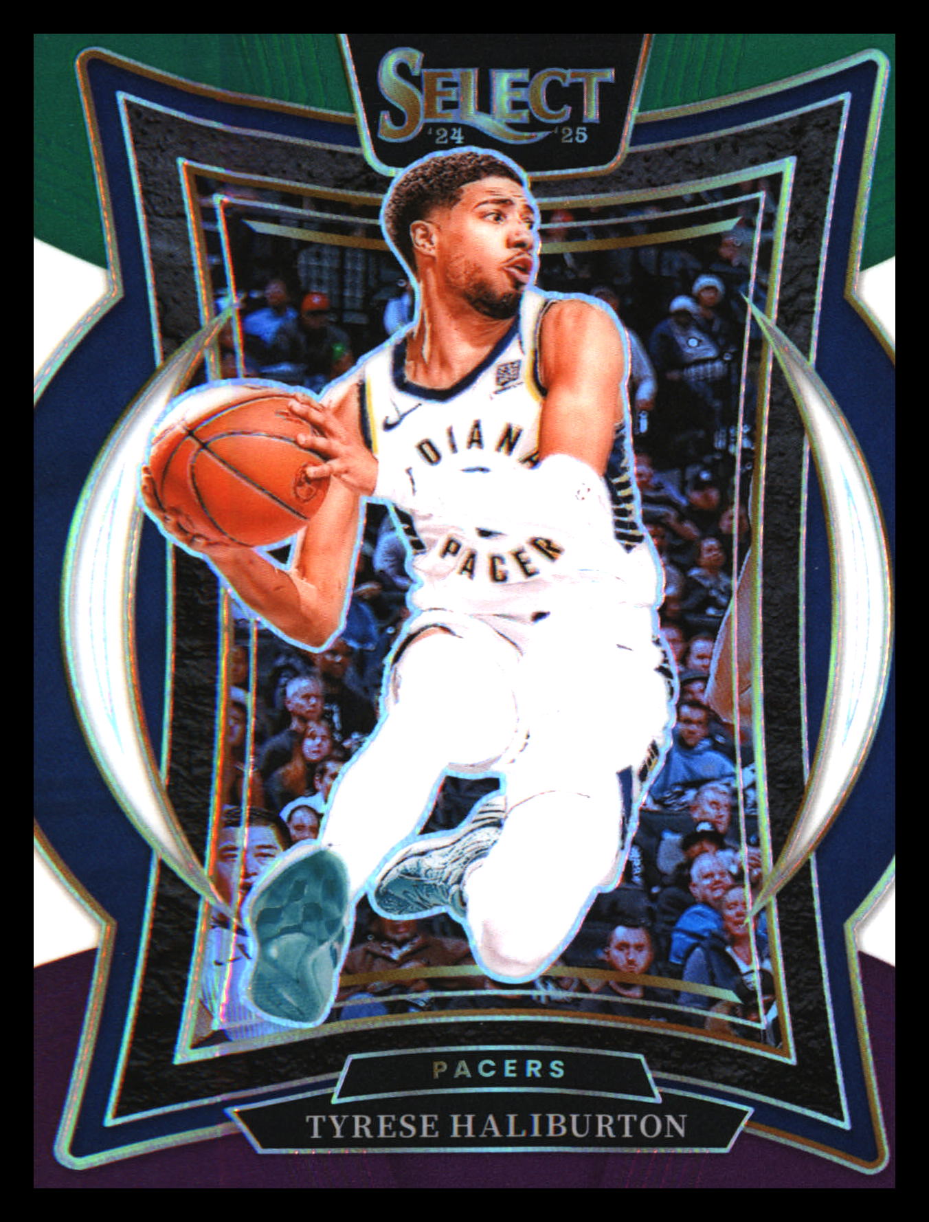 2024-25 Panini Select Green White Purple Prizm #64 Tyrese Haliburton