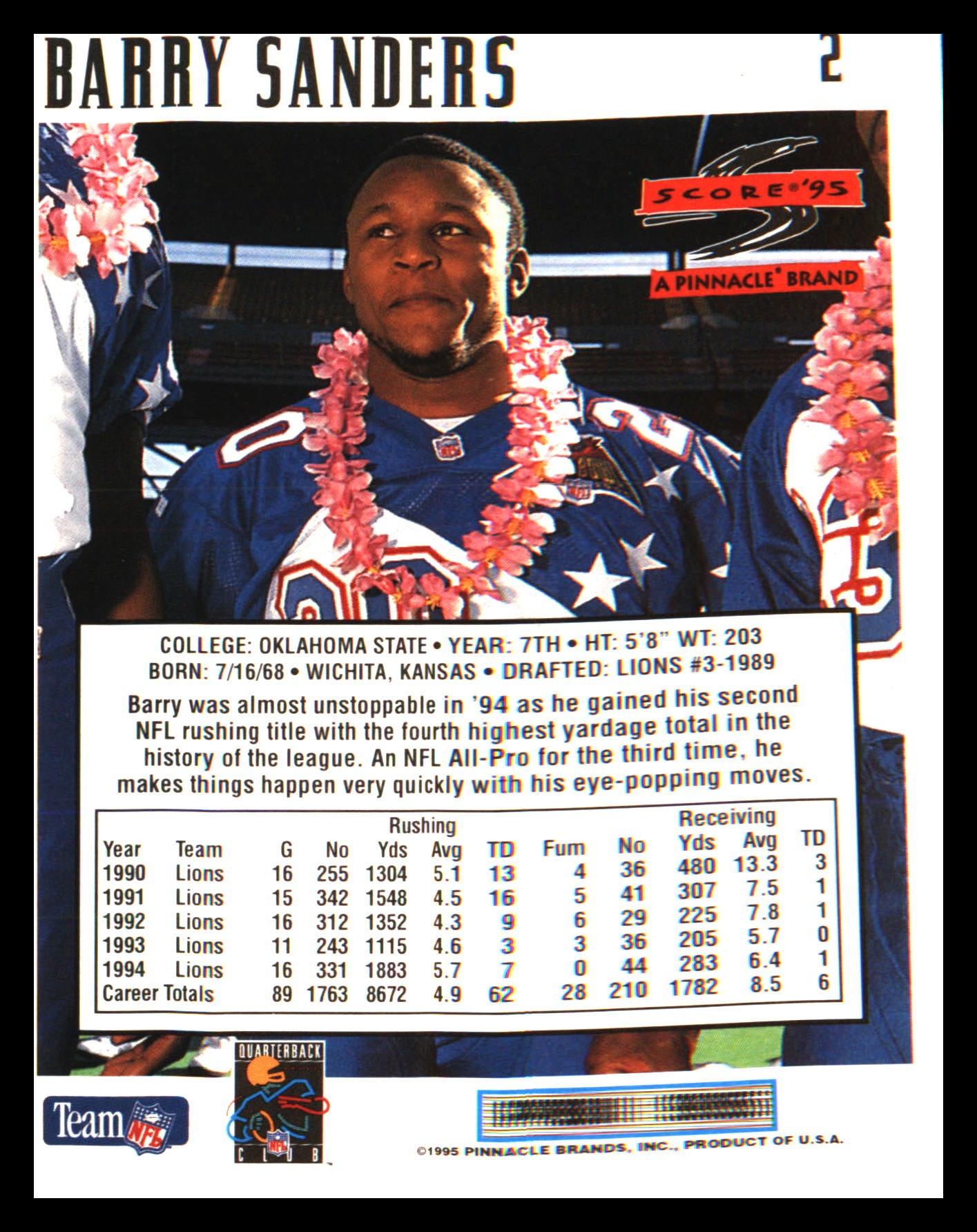 1995 Score Promotional Backs #2 Barry Sanders