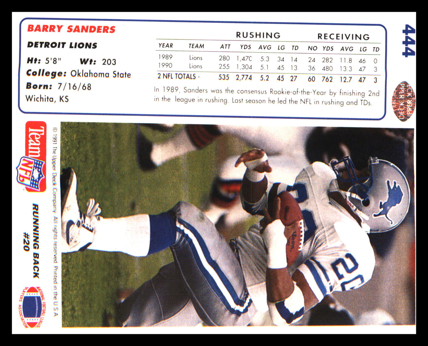 1991 Upper Deck #444 Barry Sanders