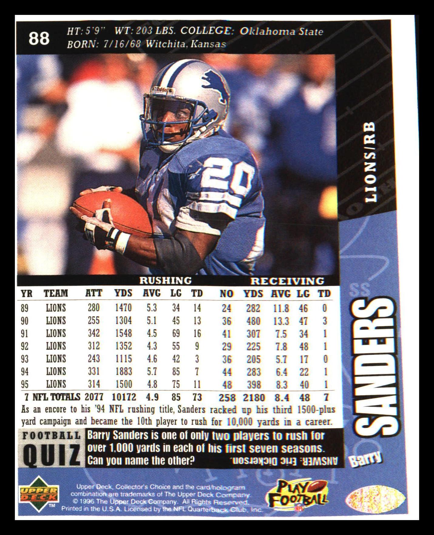 1996 Collector's Choice #88 Barry Sanders