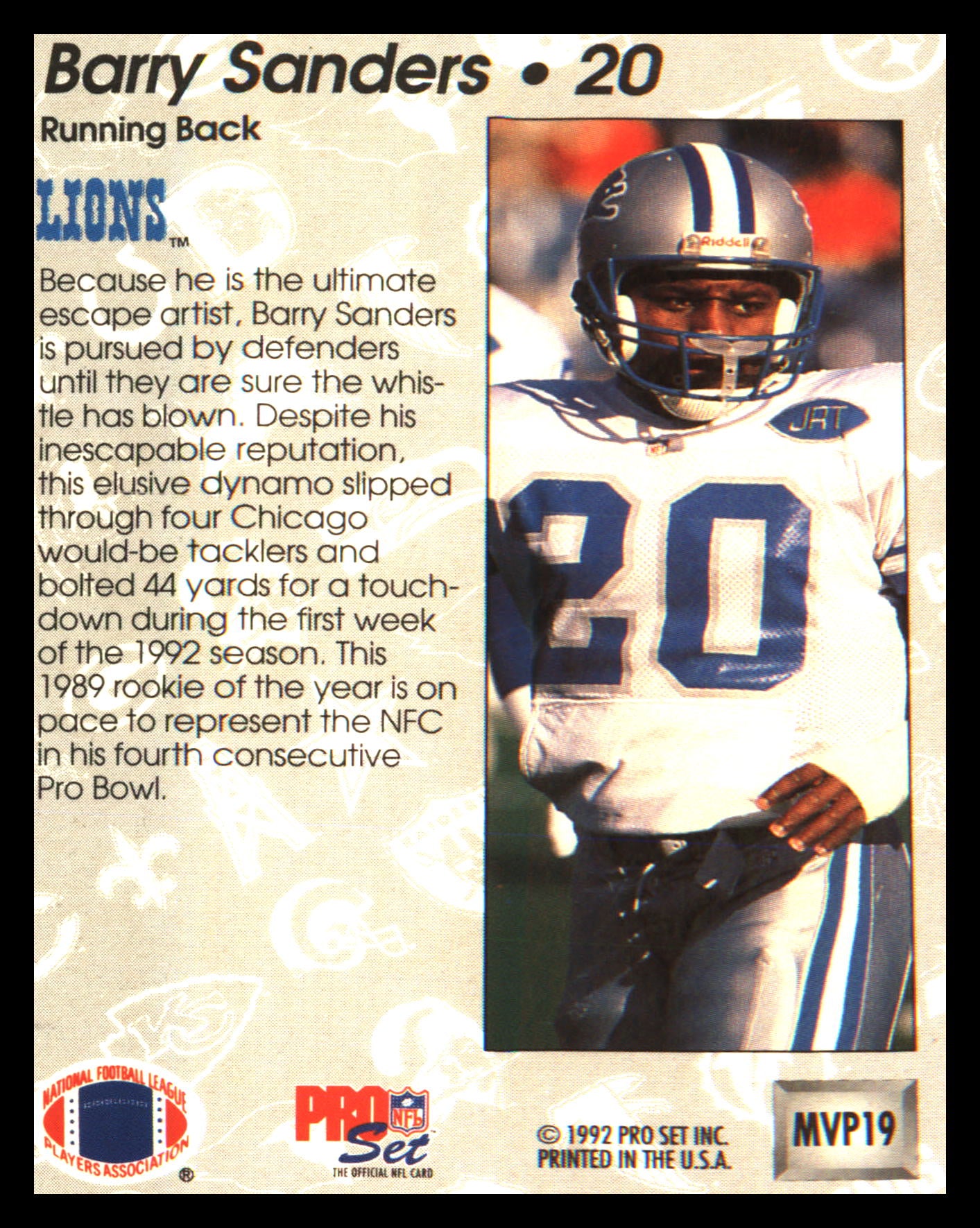 1992 Pro Set Gold MVPs #MVP19 Barry Sanders