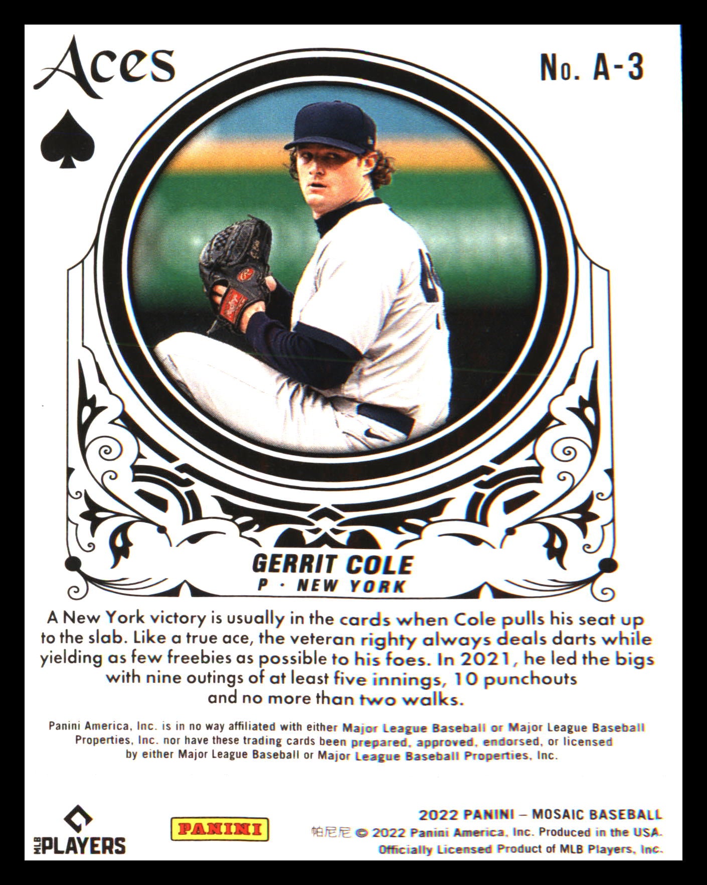 2022 Panini Mosaic Aces #A-3 Gerrit Cole