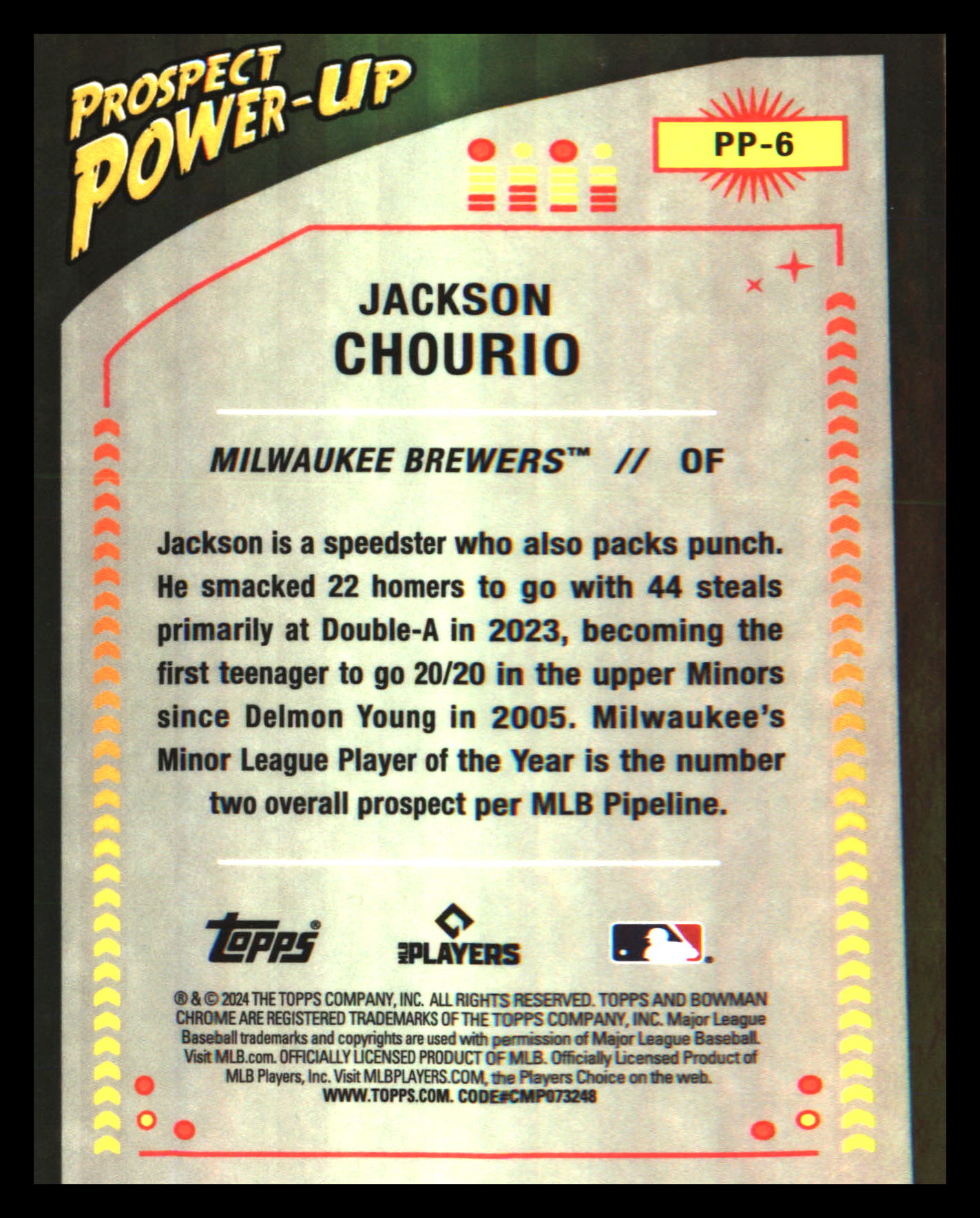 2024 Bowman Prospect Power-Up Mojo Refractors #PP-6 Jackson Chourio