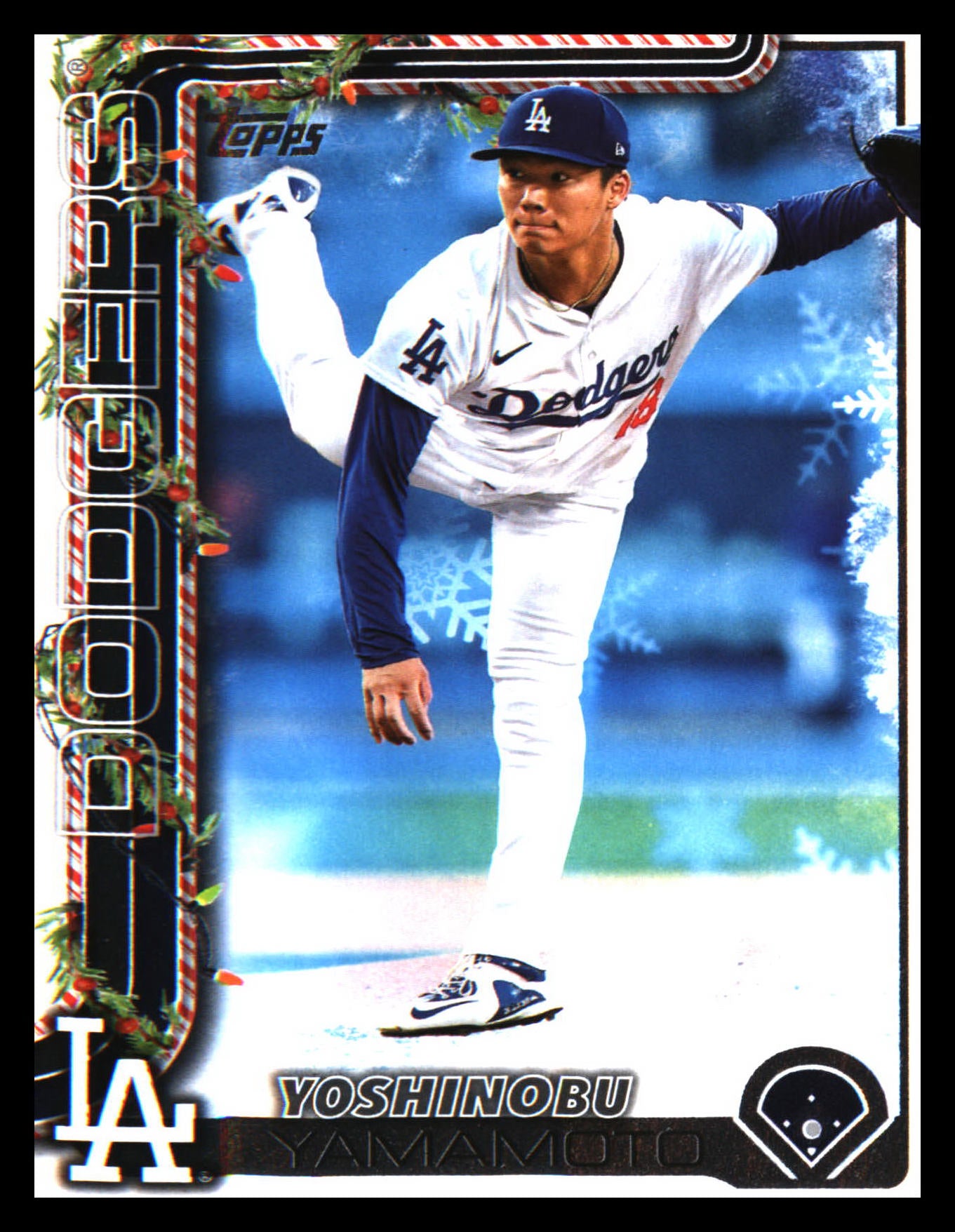 2025 Topps Holiday Green Holiday Plaid #H159 Yoshinobu Yamamoto