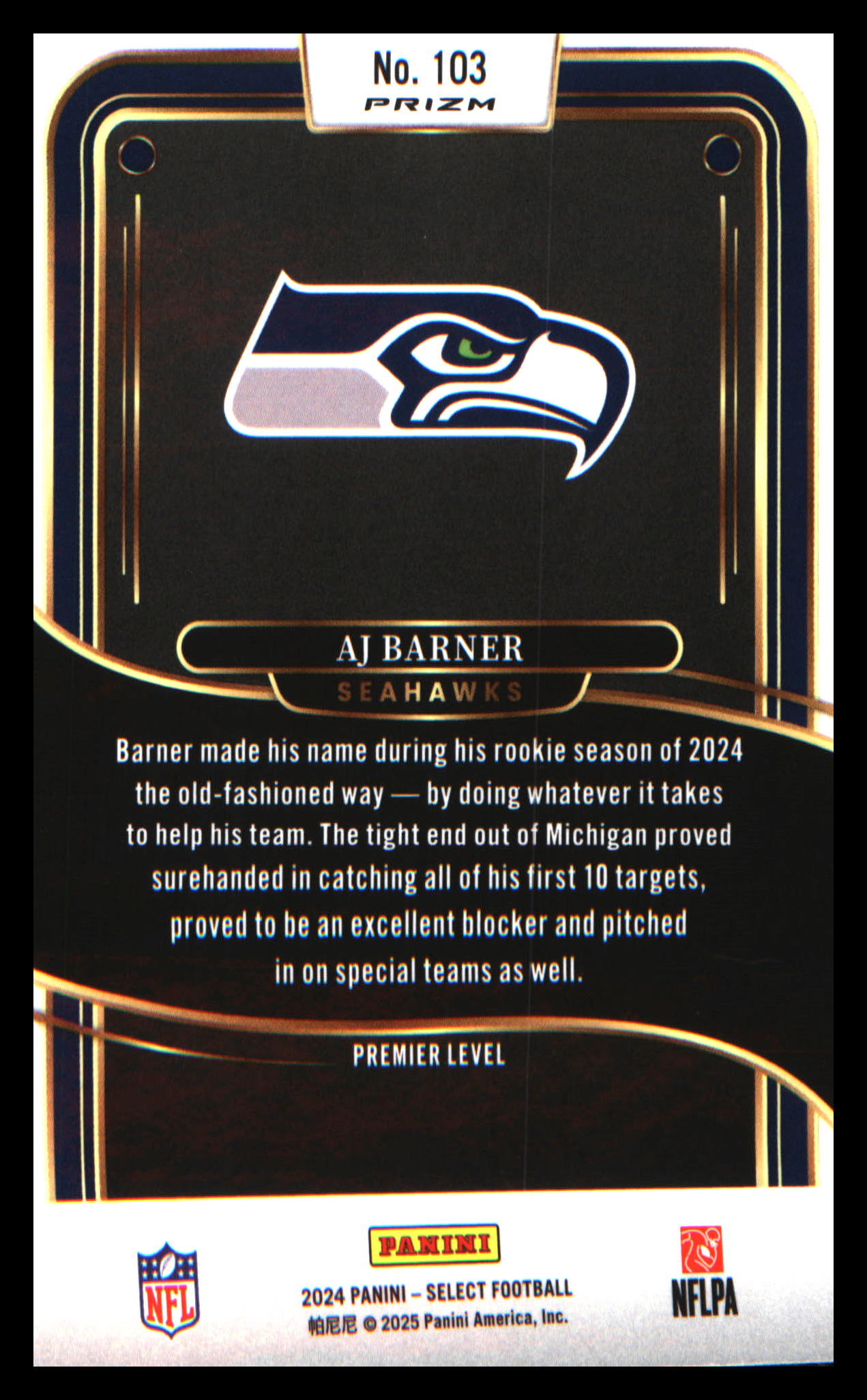2024 Panini Select Black & Red Prizm Shock #103 AJ Barner Rookie Rookie