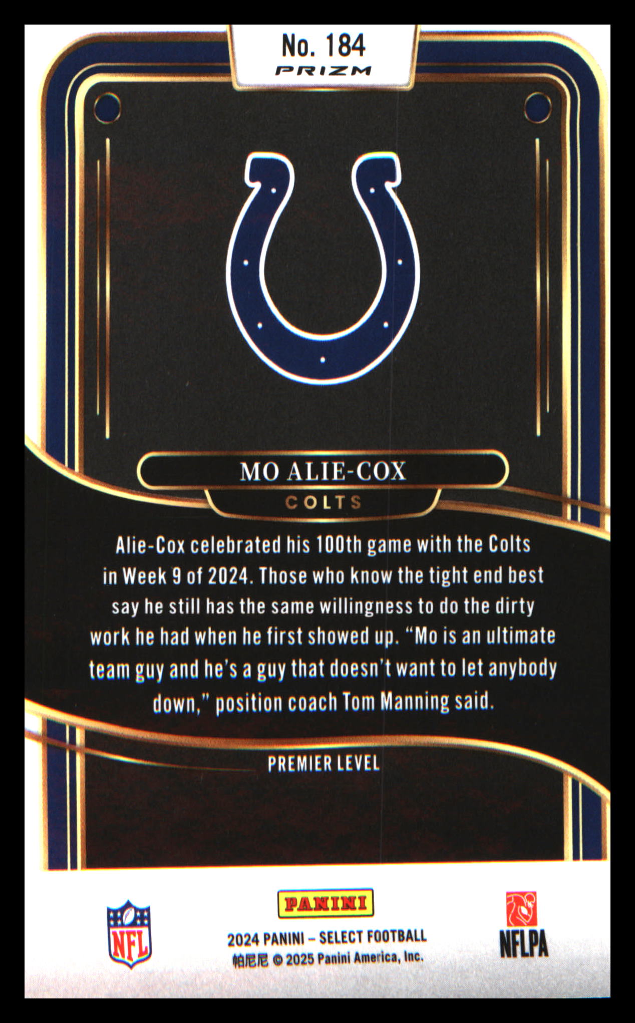 2024 Panini Select Green & Yellow Prizm Shock #184 Mo Alie-Cox