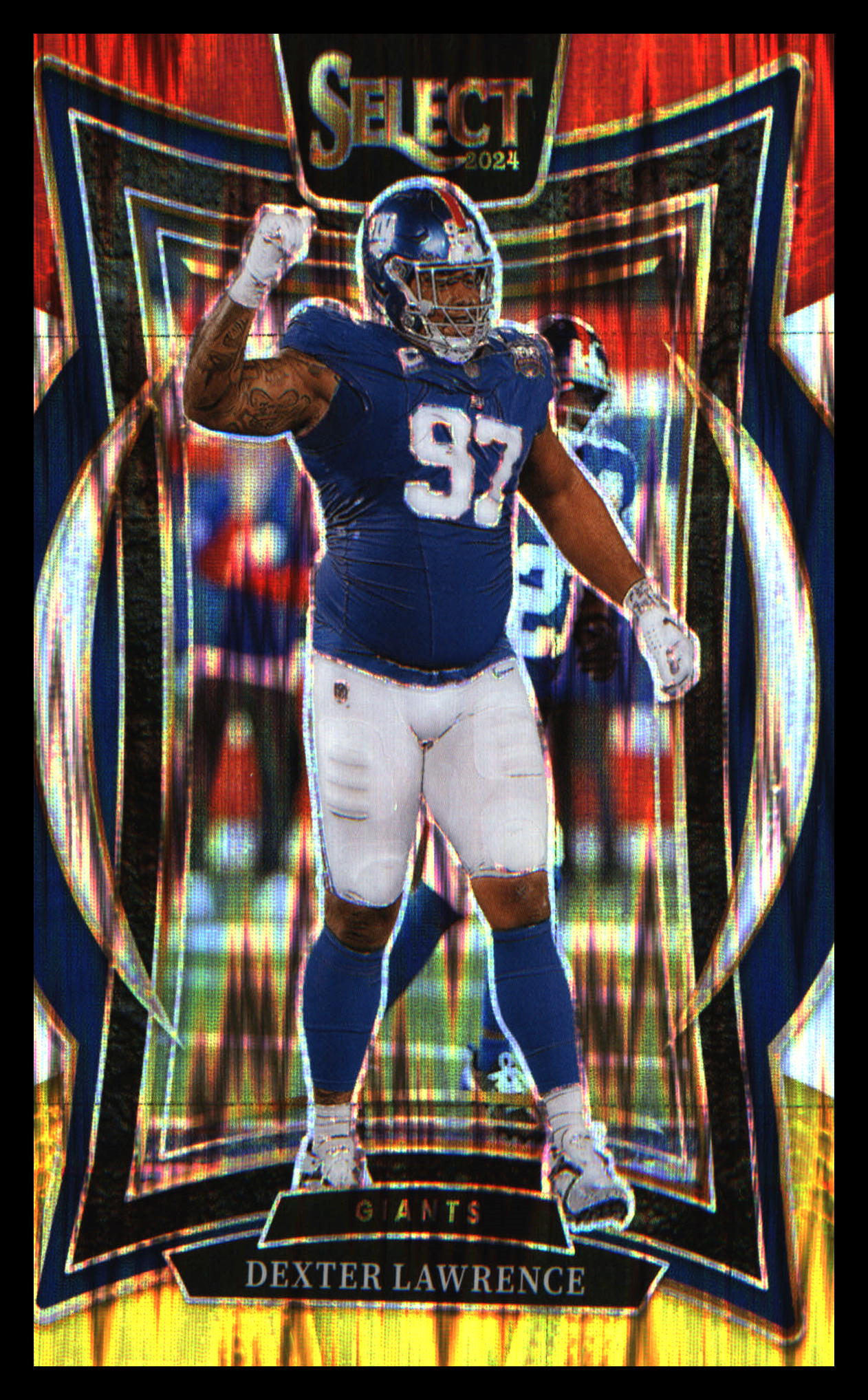 2024 Panini Select Red & Yellow Prizm Shock #52 Dexter Lawrence