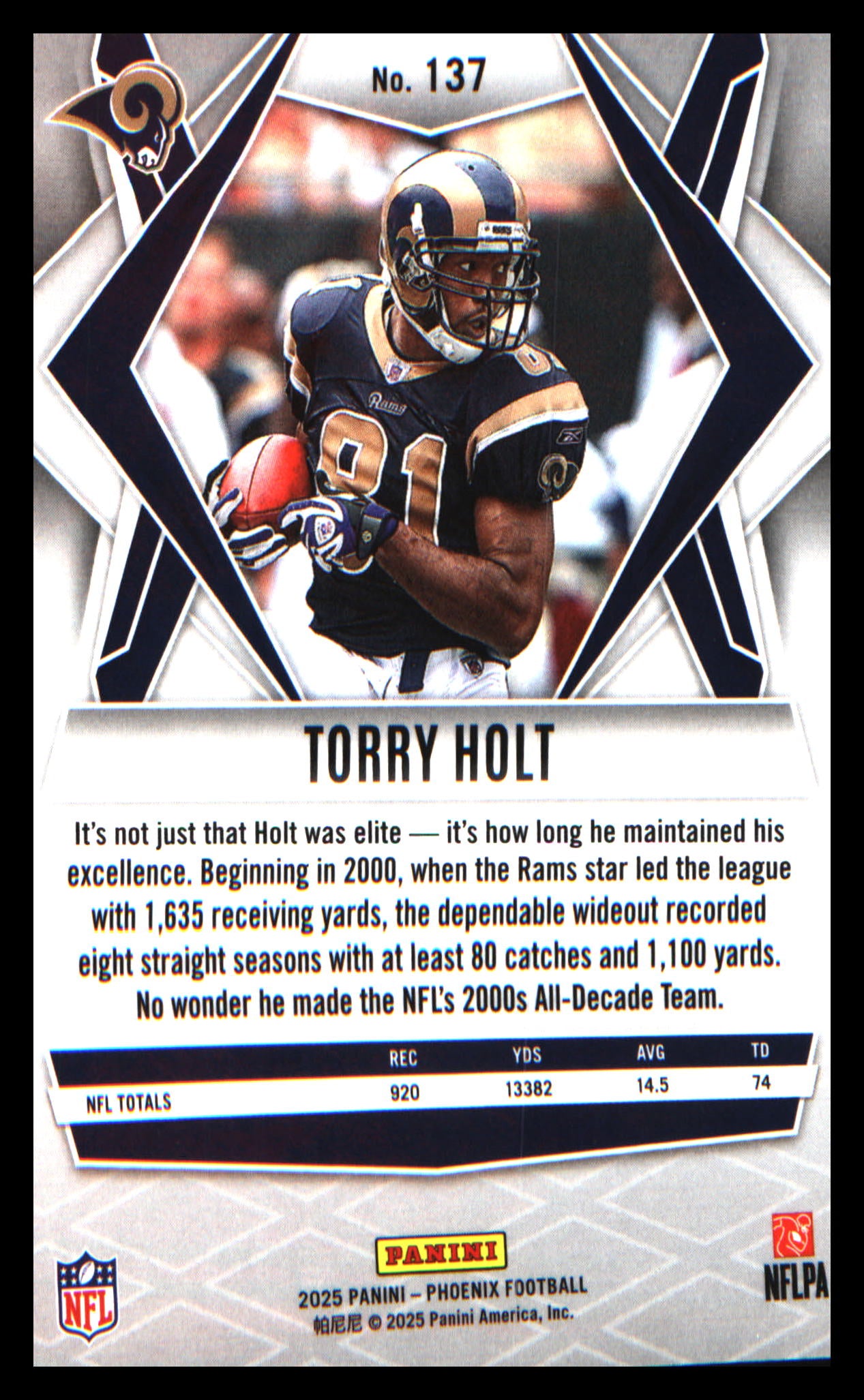 2025 Panini Phoenix Silver Pyramids Prizm #137 Torry Holt