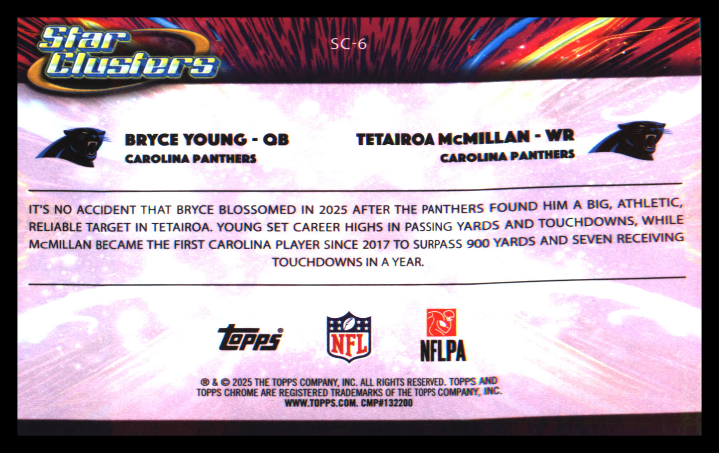 2025 Topps Chrome Cosmic Star Clusters #SC-6 Tetairoa McMillan / Bryce Young