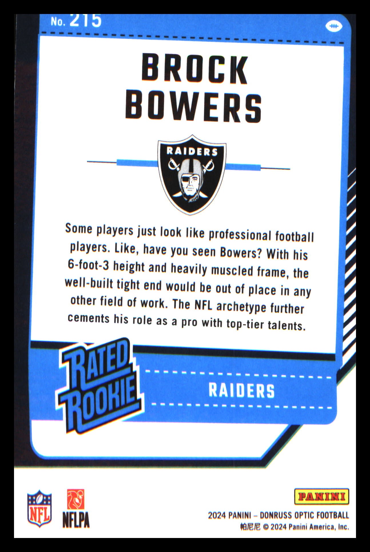 2024 Donruss Optic #215 Brock Bowers Rookie Rookie