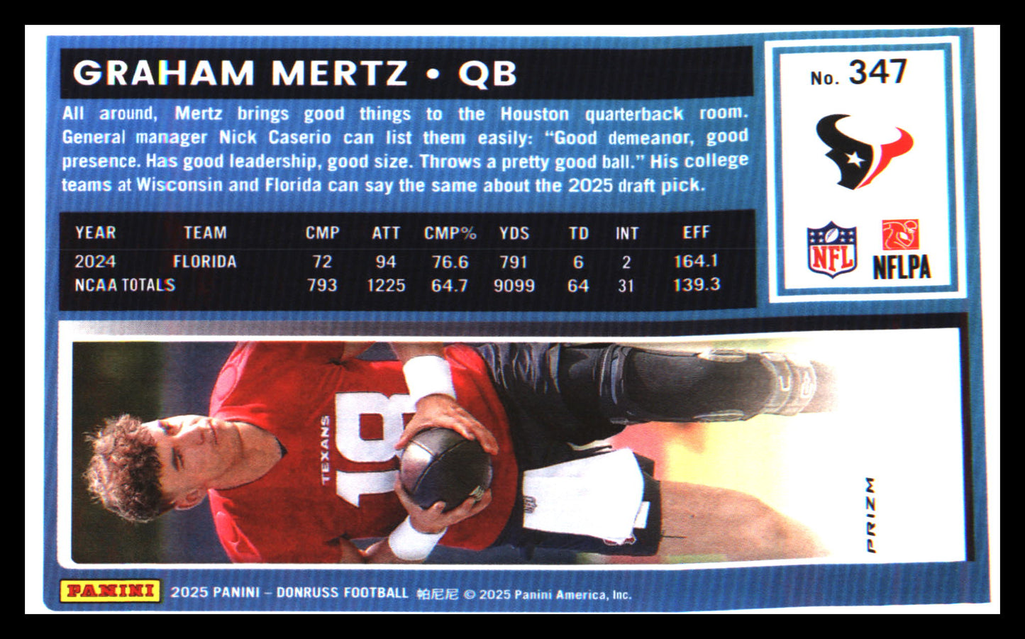 2025 Donruss Optic Rated Rookies Red Wave #347 Graham Mertz Rookie Rookie