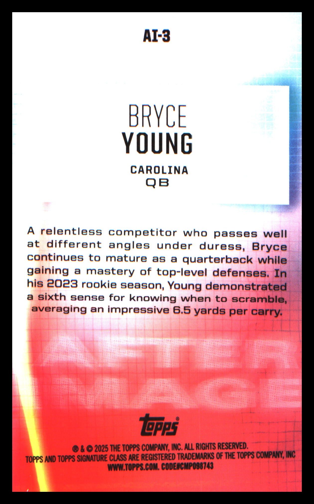 2024 Topps Signature Class After Image #AI-3 Bryce Young