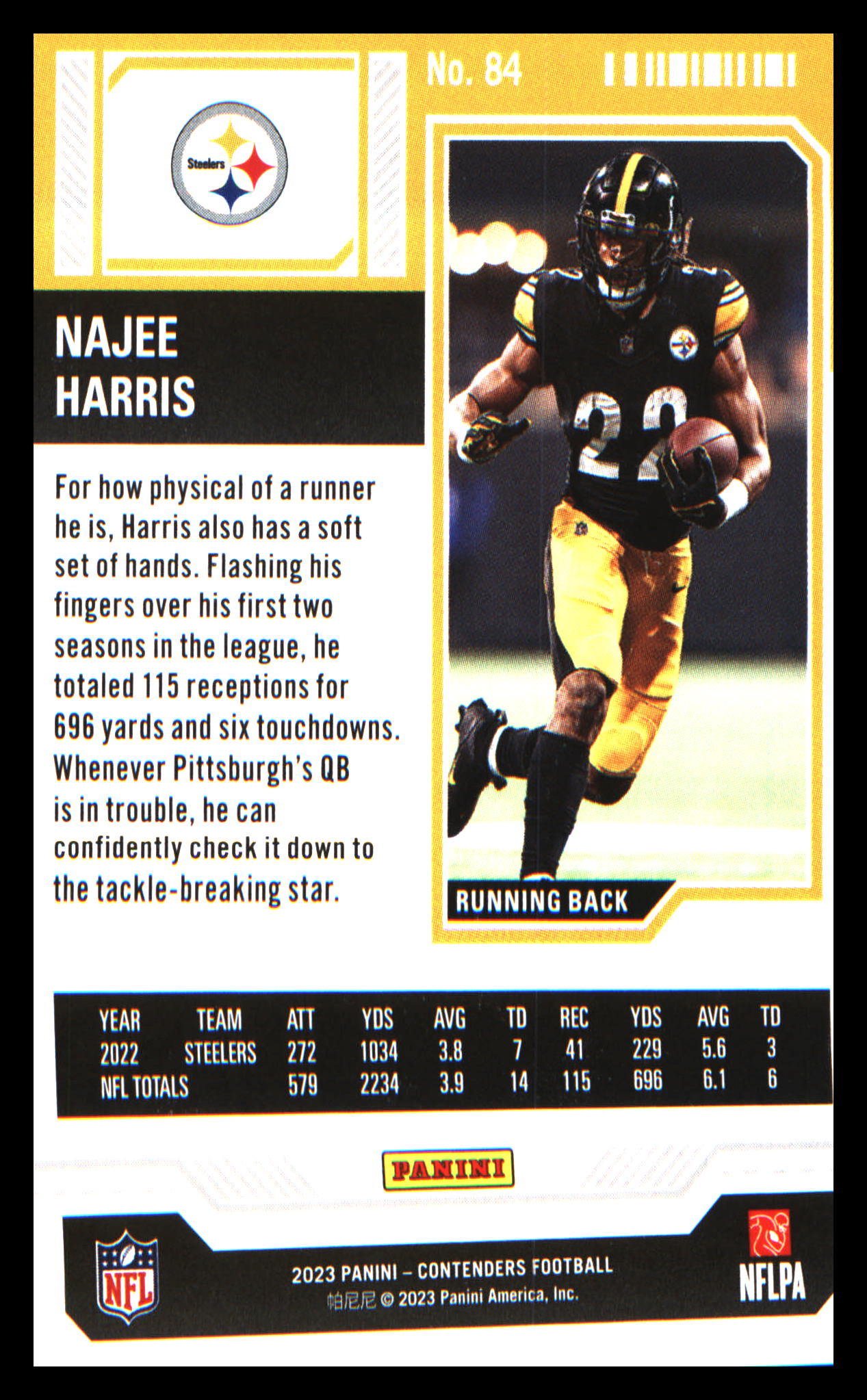 2023 Panini Contenders Season Ticket Retail #84 Najee Harris